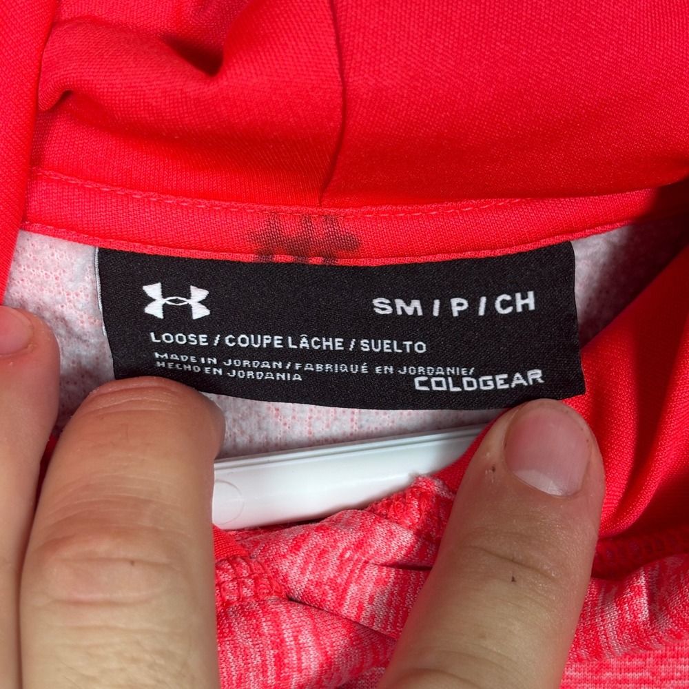 Under Armour ColdGear Women Neon Pink Space Dye Loose Fit Pullover Hoodie Small - Picture 3 of 8